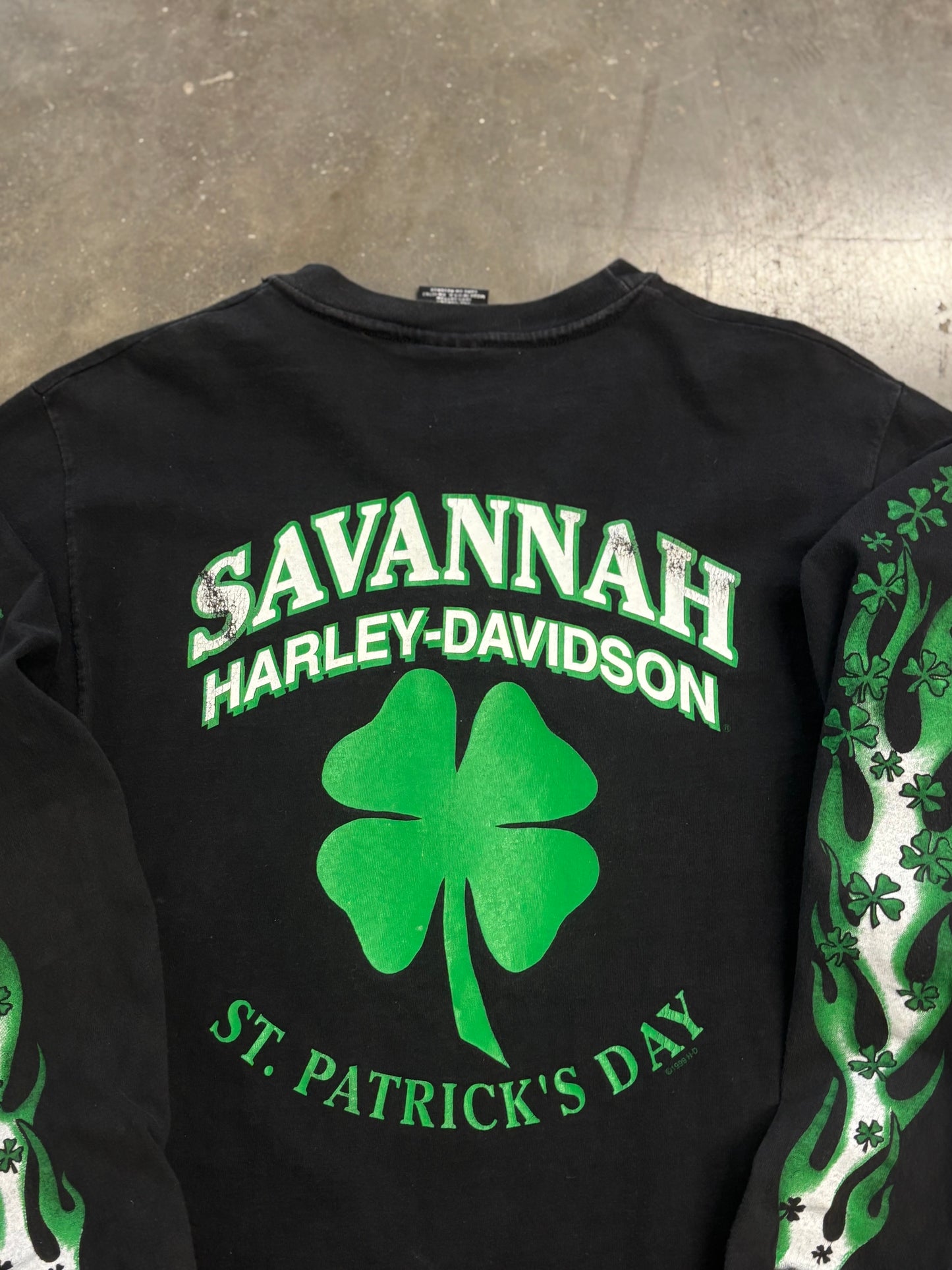 Vintage Harley Davidson Savanah shamrock long sleeve size medium