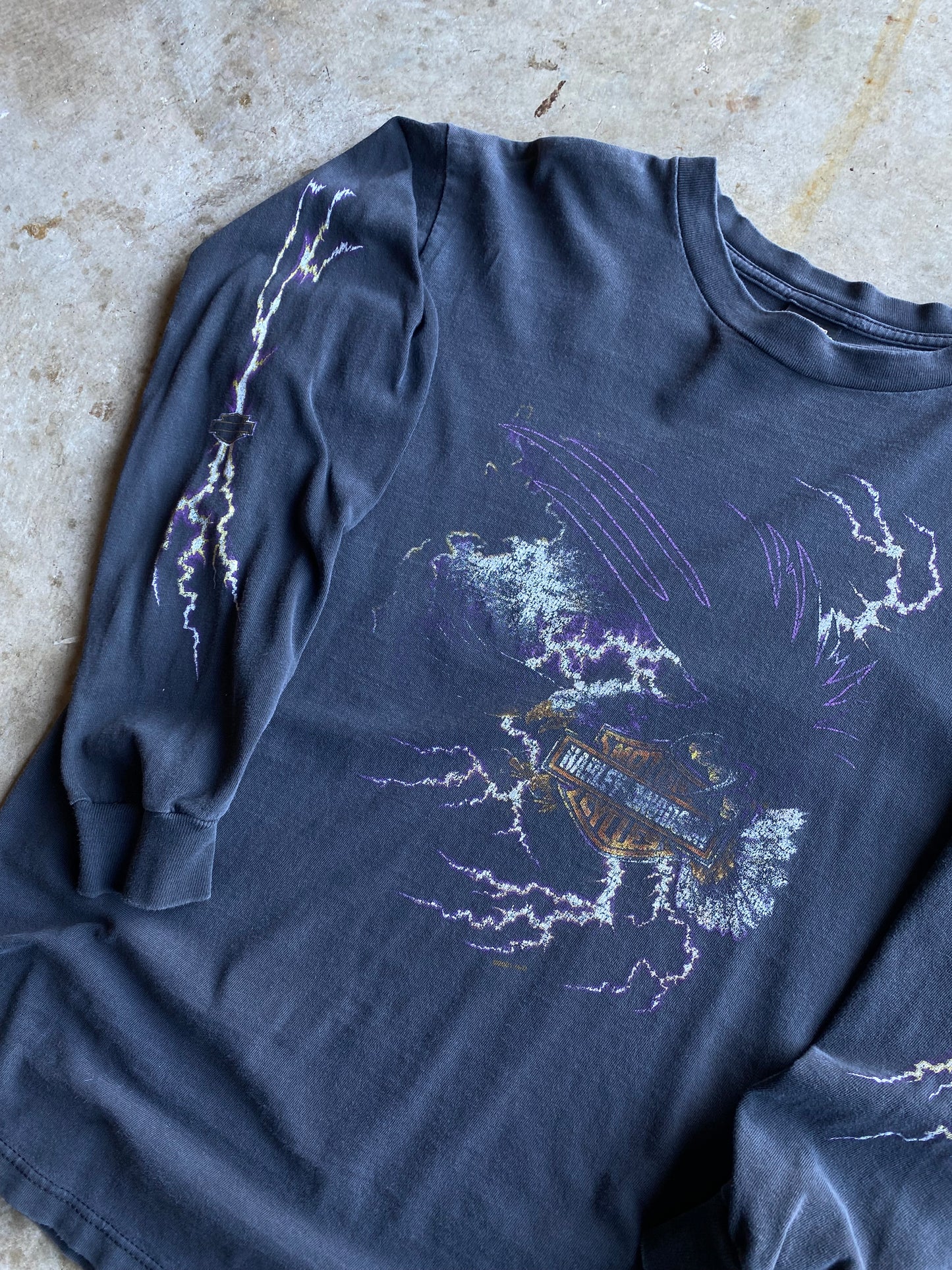 Vintage Harley Davidson Purple Eagle Lightning long sleeve shirt size large