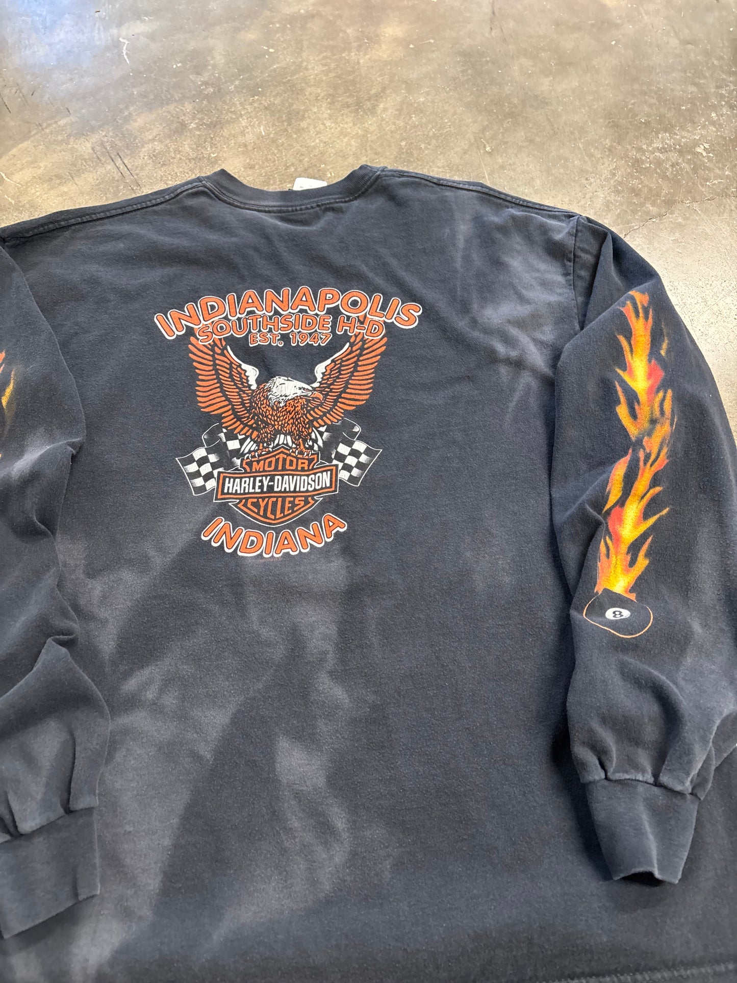 Vintage Harley Davidson Faded out Pool Ball long sleeve size xl