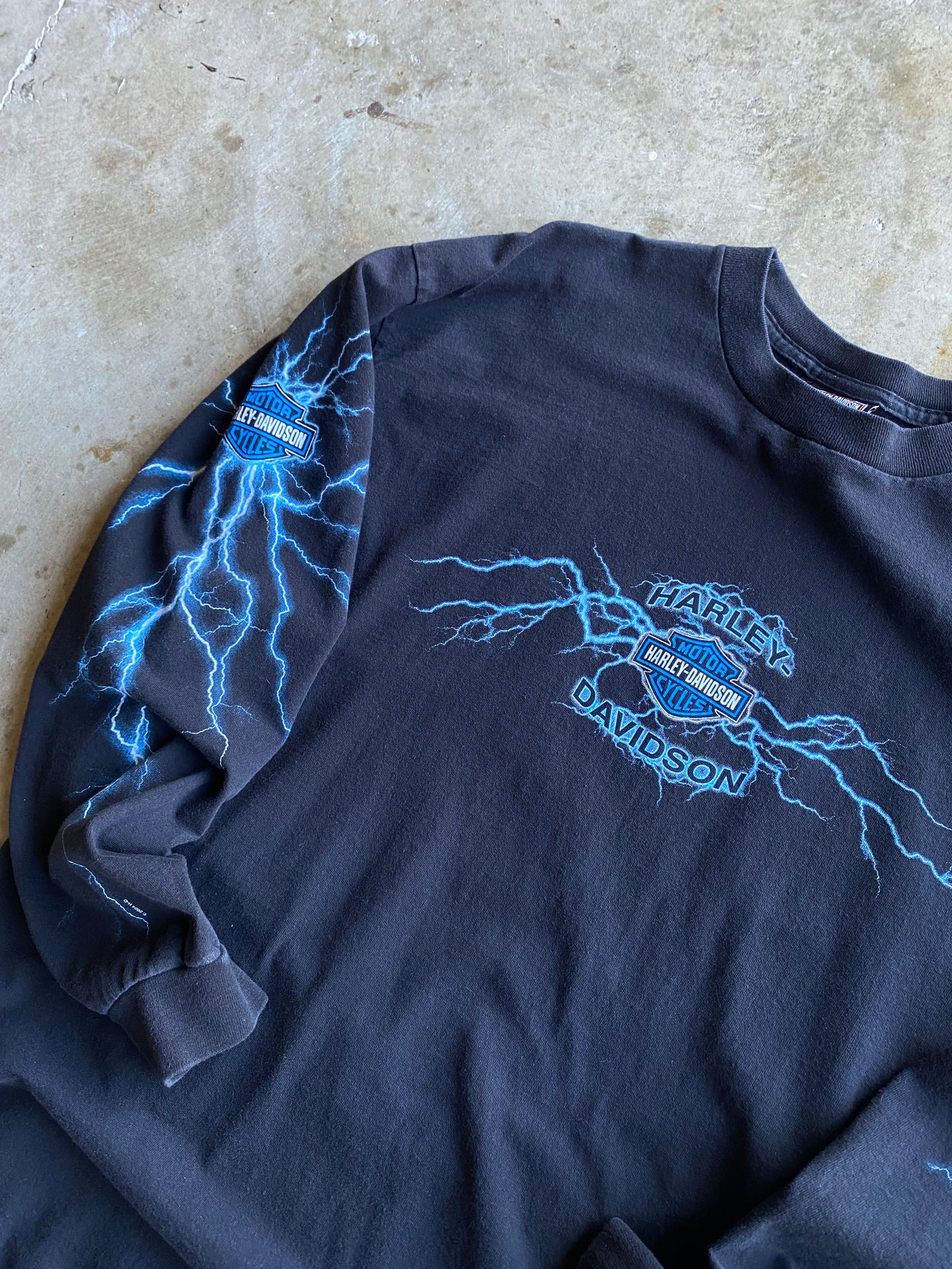 Vintage Harley Davidson Blue Lightning long sleeve shirt size extra large