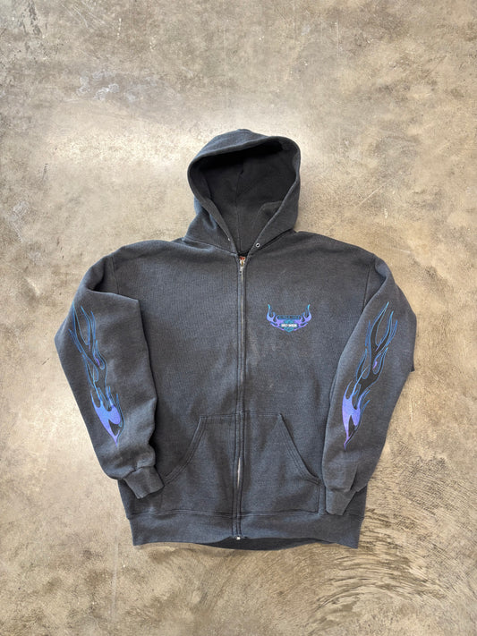 Vintage faded  Harley Davidson Purple Flame zip up hoodie size large