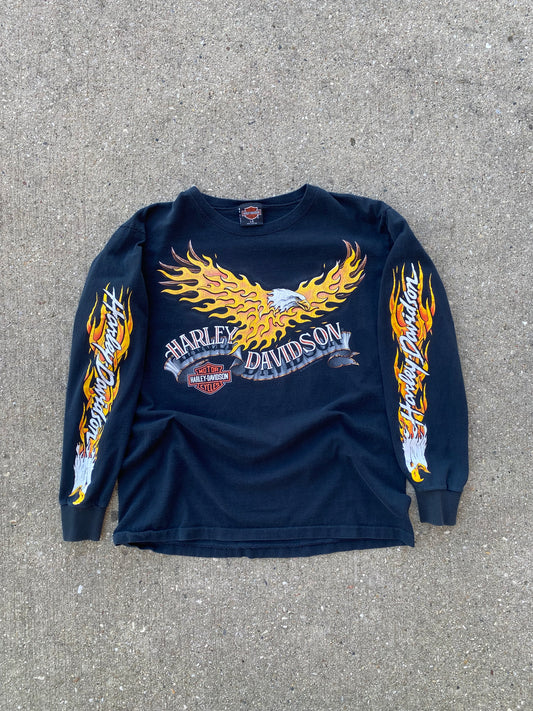 Vintage Harley Davidson Flaming Eagle sleeve long sleeve shirt size large
