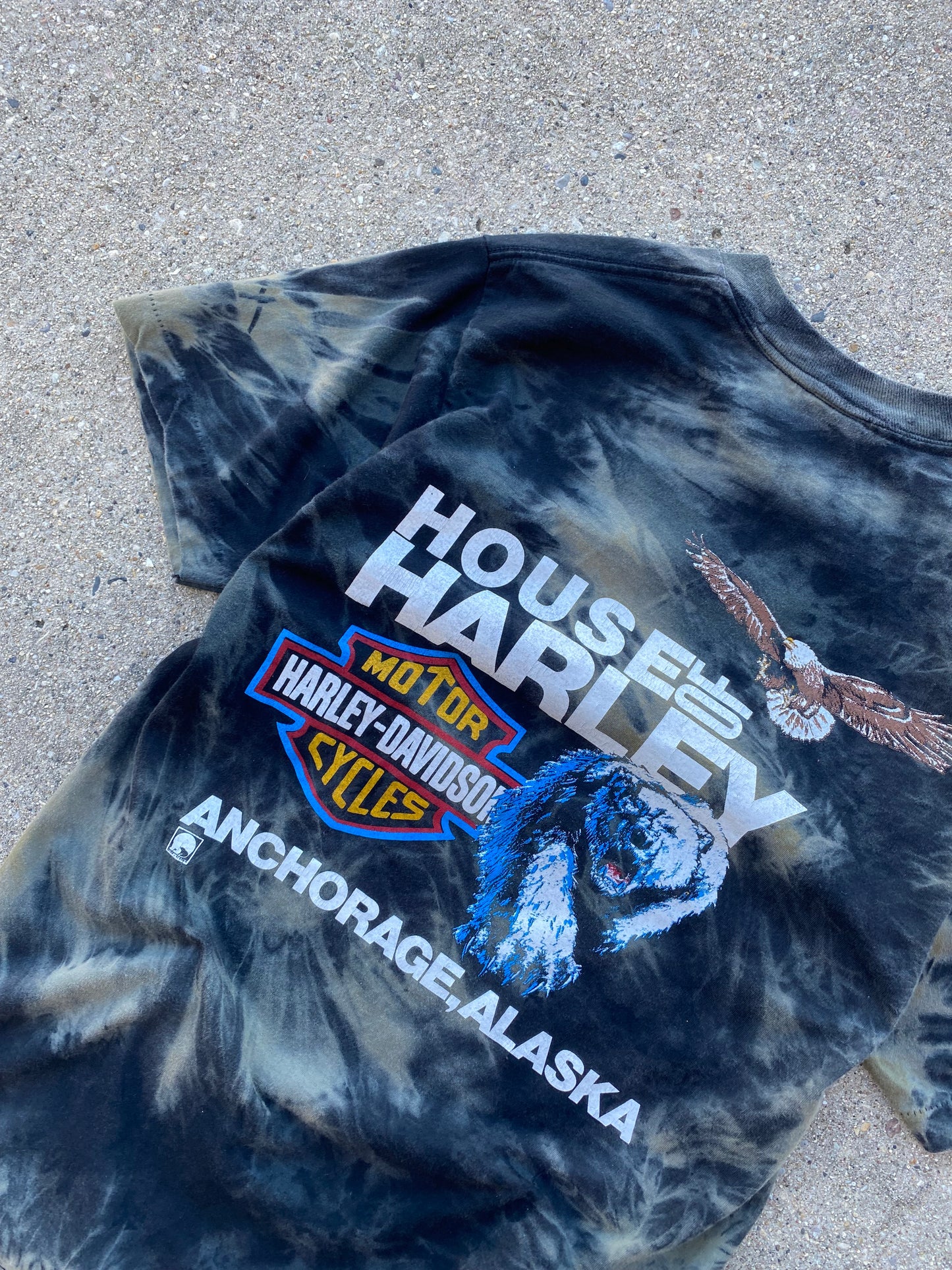 Vintage Harley Davidson Alaska bear tie dye shirt size medium