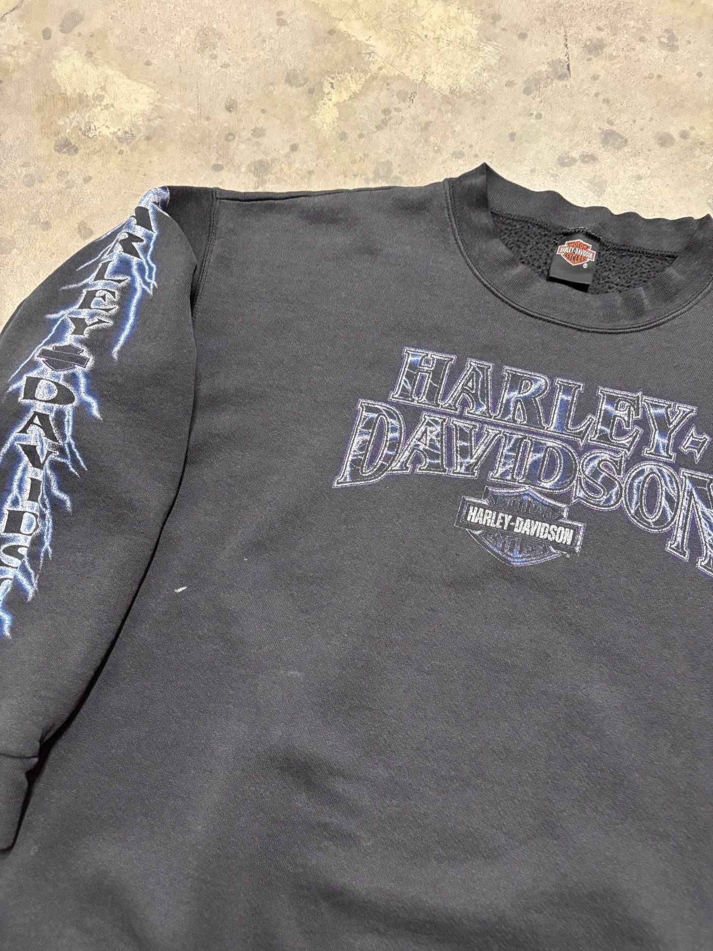 Vintage Harley Davidson blue lightening Crewneck size large