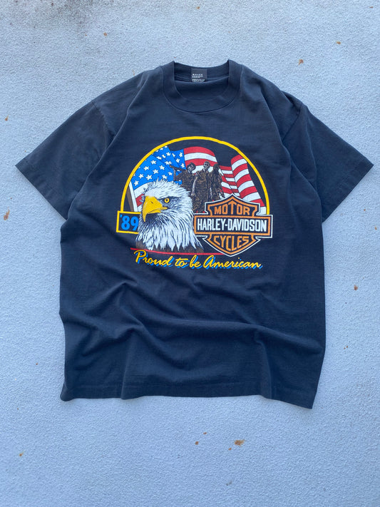 Vintage 80’s Harley Davidson support the troops shirt Size XL