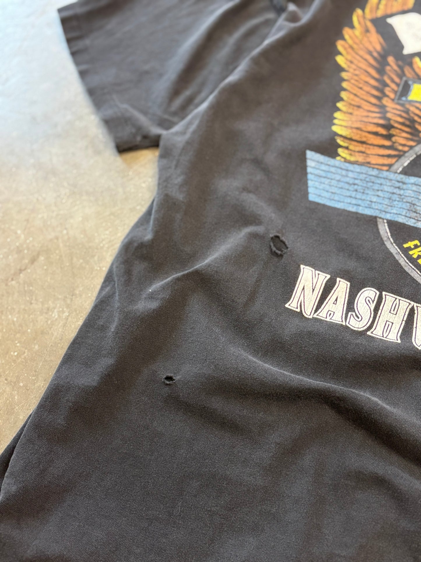 Vintage Harley Davidson Thrashed chrome and steel shirt size extra large