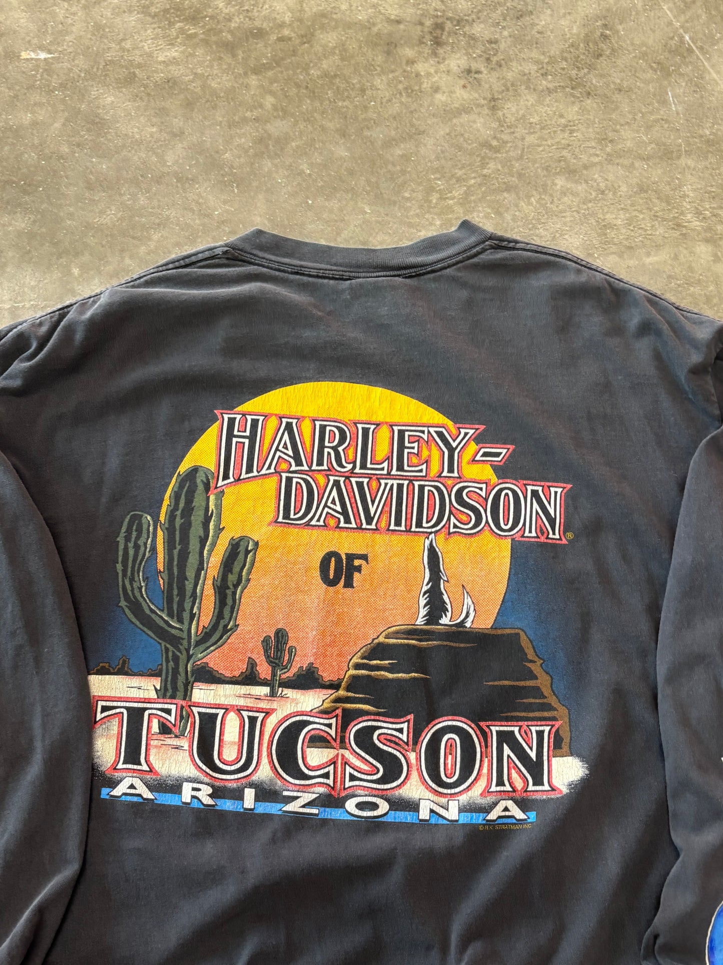 Vintage Harley Davidson blue flame long sleeve size xxl