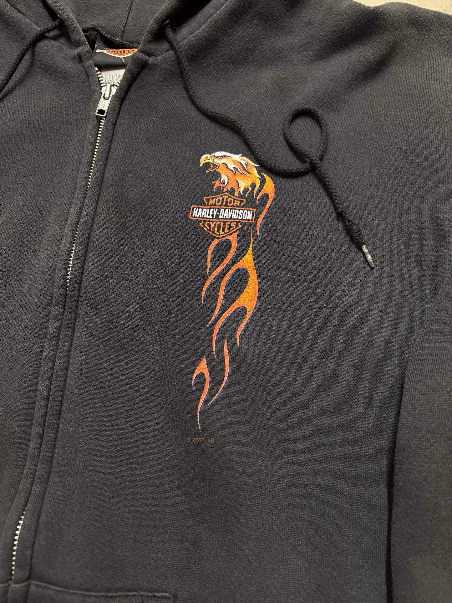 Vintage Harley Davidson fire sleeve zip up hoodie size large