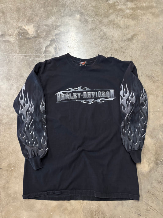 Vintage Harley Davidson Chrome Flame long sleeve size xl