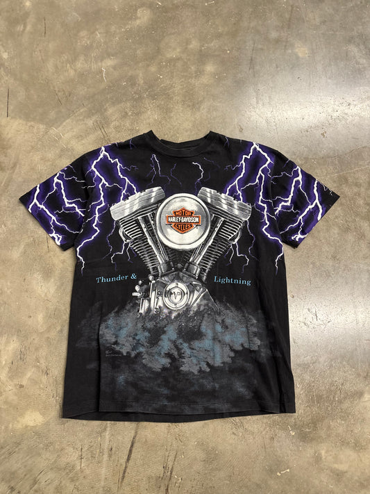 Vintage Harley Davidson Purple lighting shirt size large