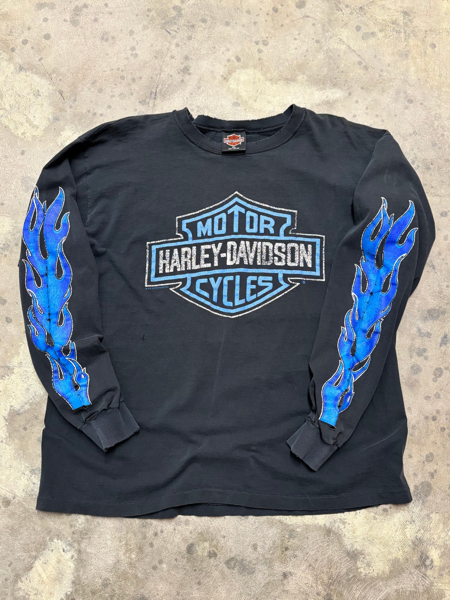 Vintage Harley Davidson Blue Shield Long sleeve distressed size XL
