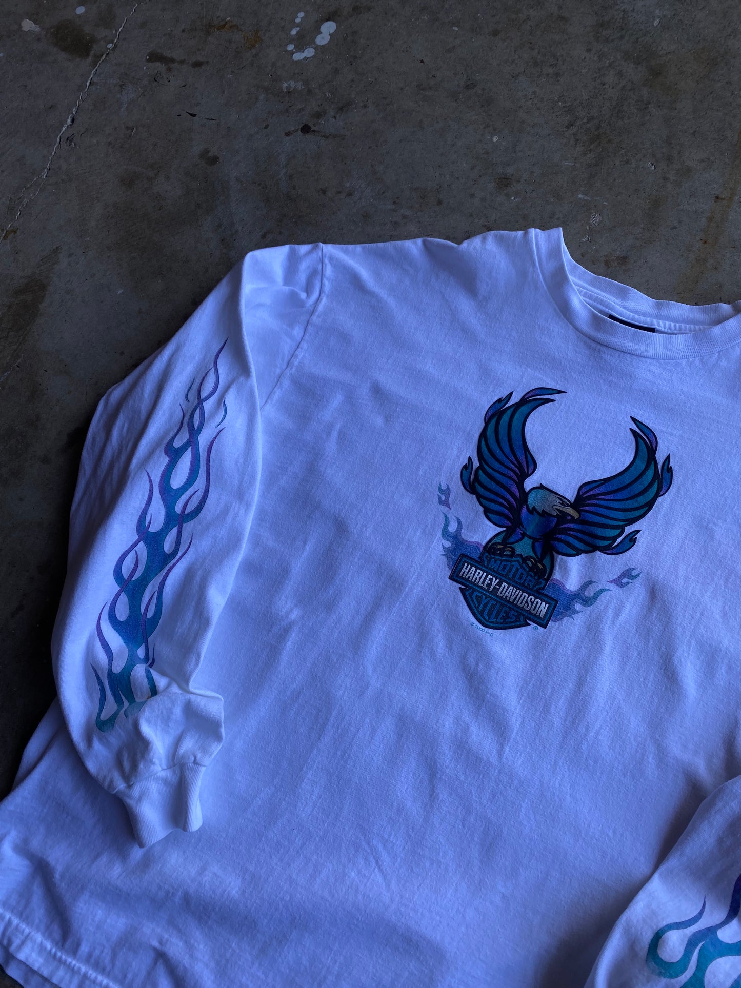 Vintage Harley Davidson Blue Flame Eagle long sleeve size extra large shirt