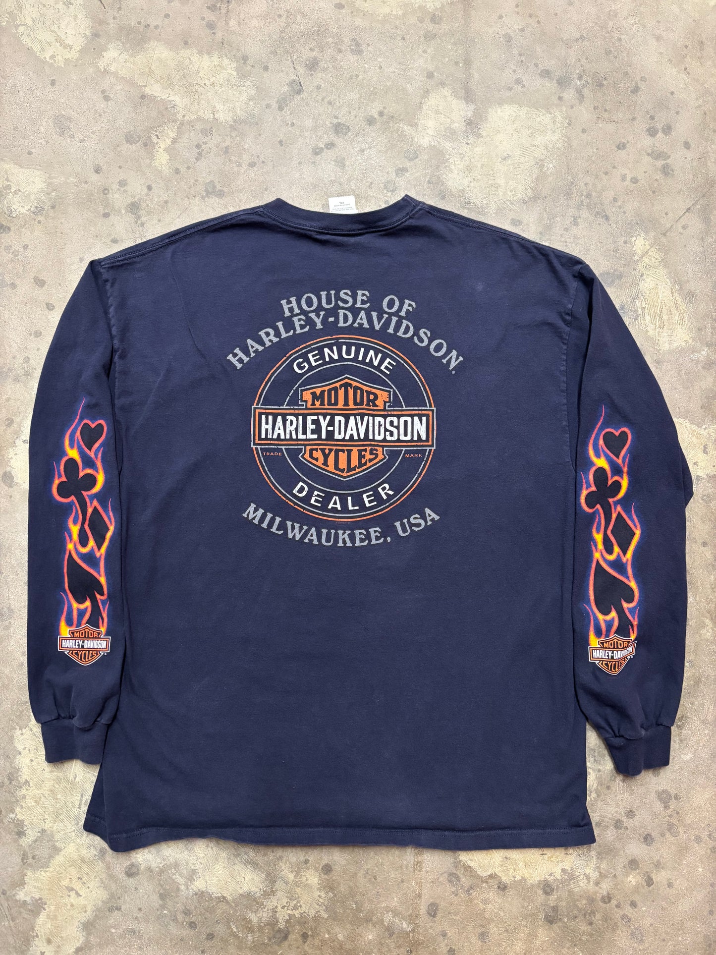 Vintage Harley Davidson poker  flame long sleeve shirt size XXL