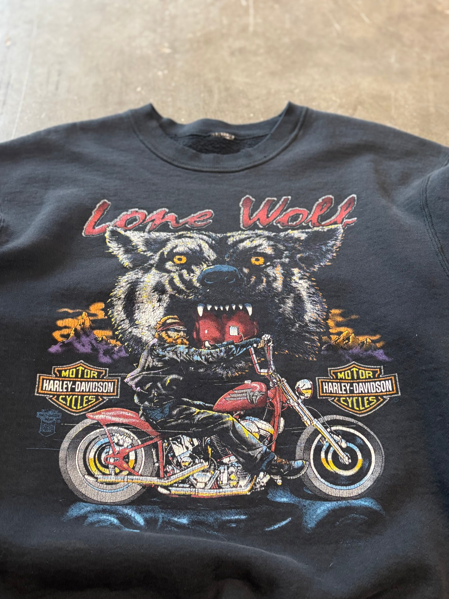 Vintage Harley Davidson lone wolf hoodie size large