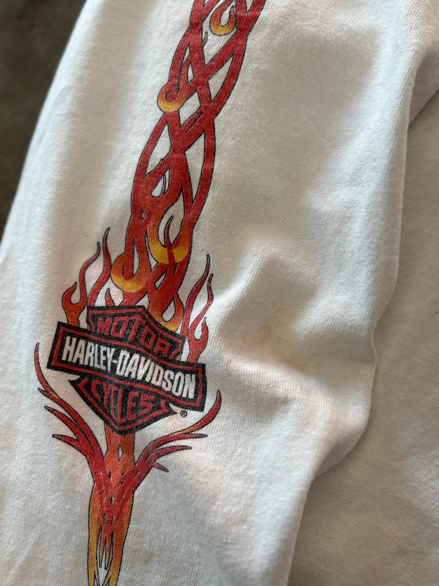 Vintage Harley Davidson White Flame long sleeve size xxl
