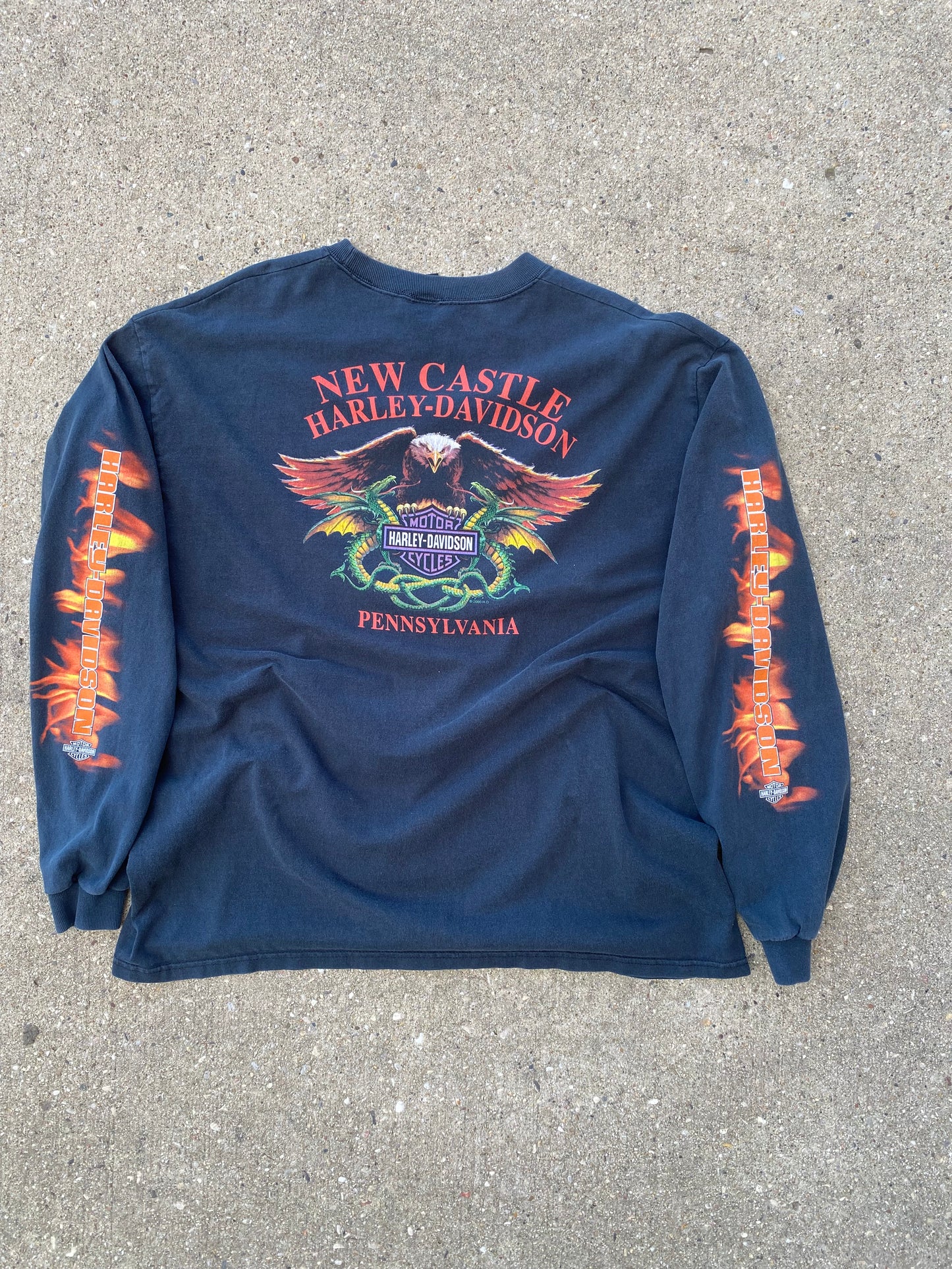 Vintage flame ball Harley Davidson long sleeve shirt size extra large