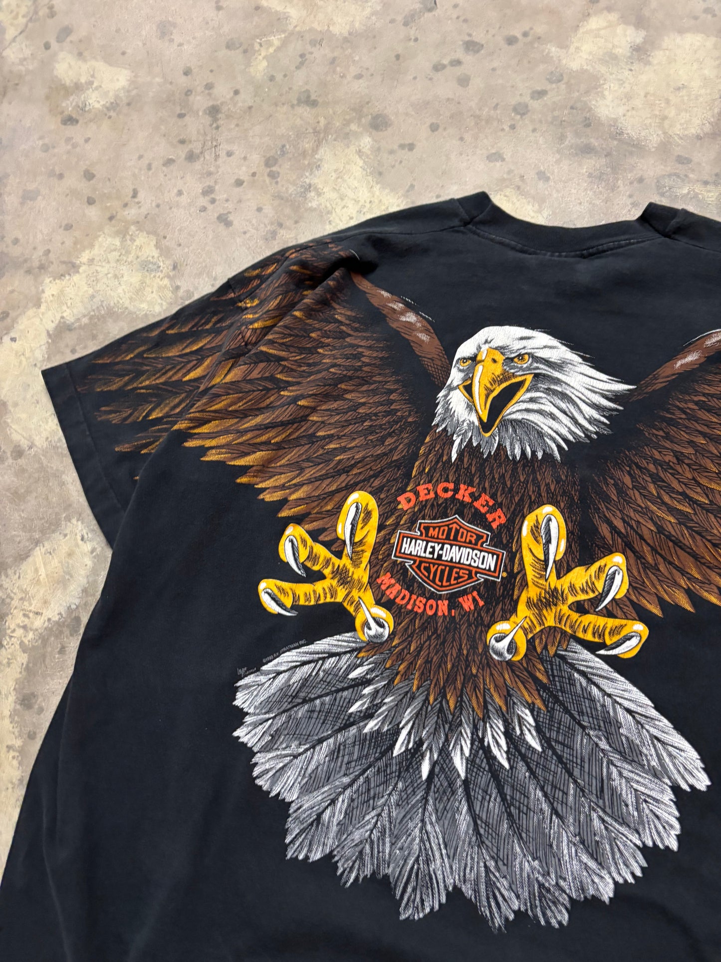 Vintage Harley Davidson Eagle AOP shirt size XXXL