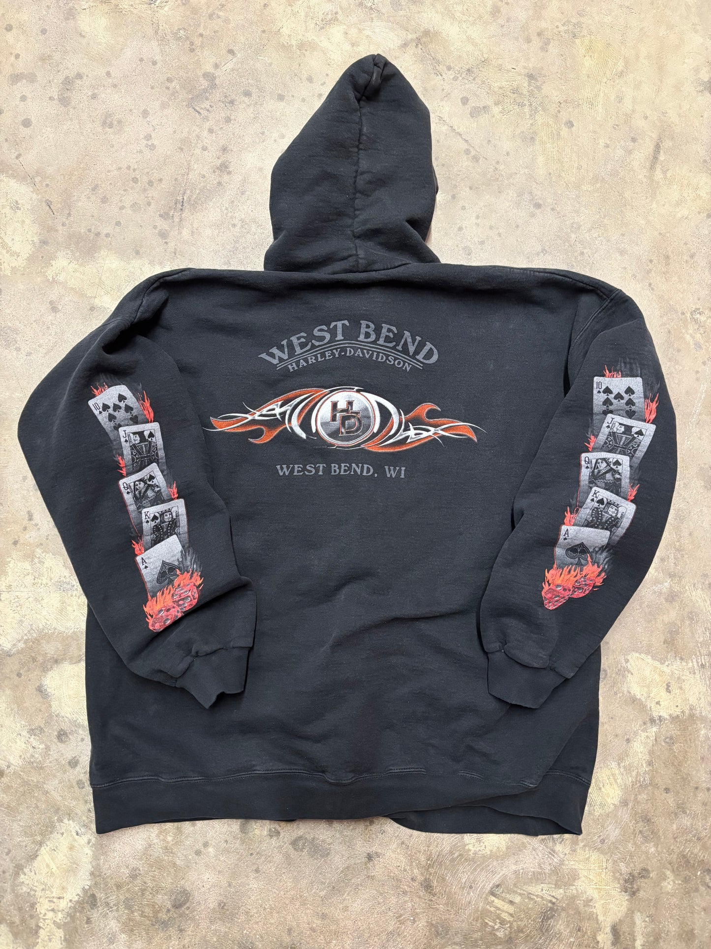 Vintage Harley Davidson zip poker zip-up hoodie size XL