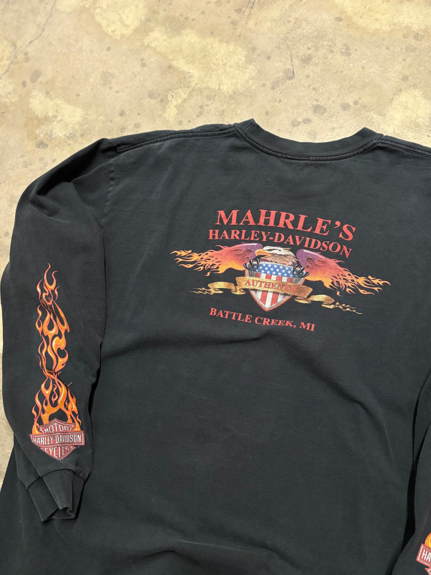 Vintage Harley Davidson flame burst long sleeve size XXL shirt