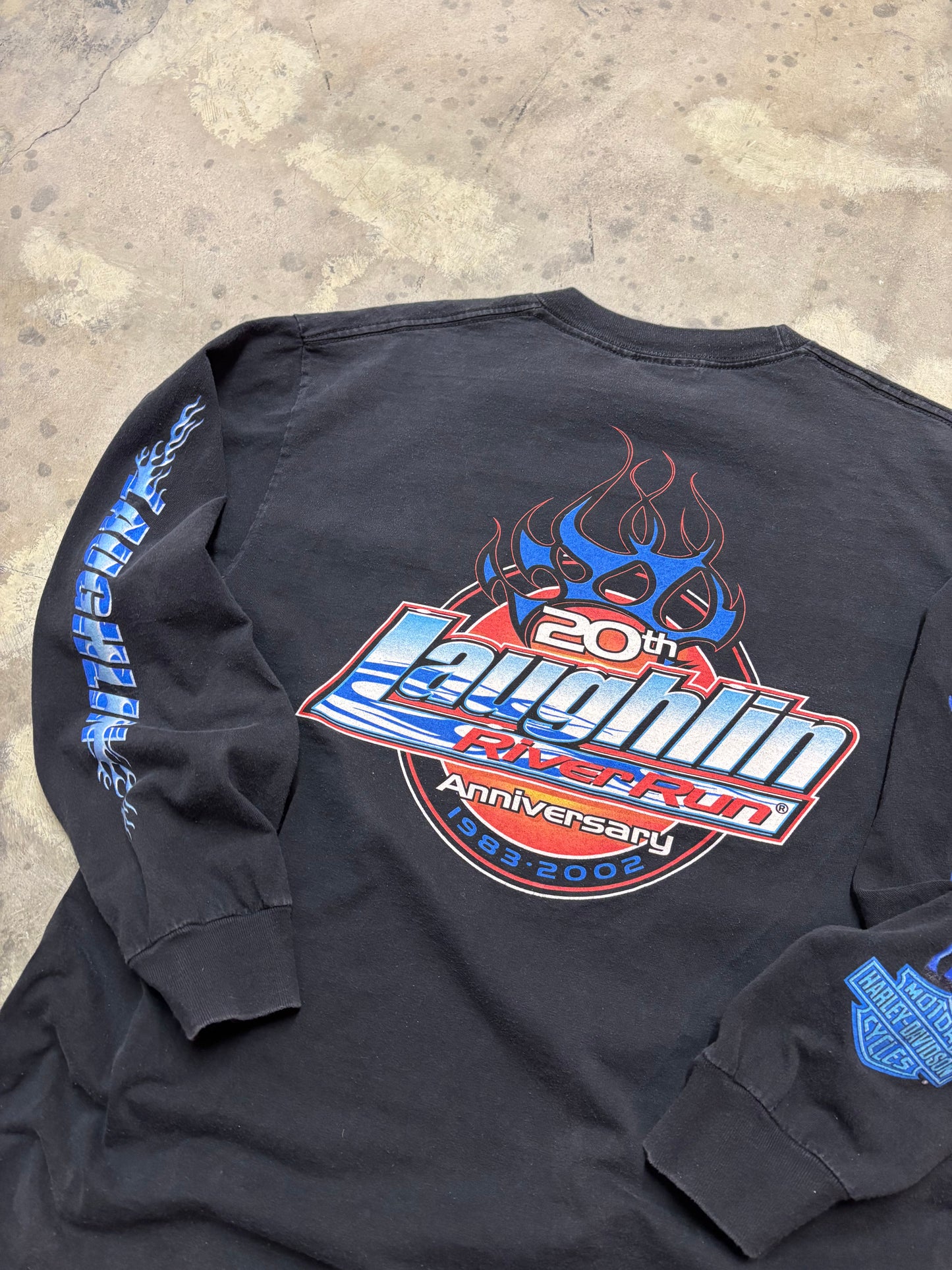 Vintage Harley Davidson blue flame long sleeve size large