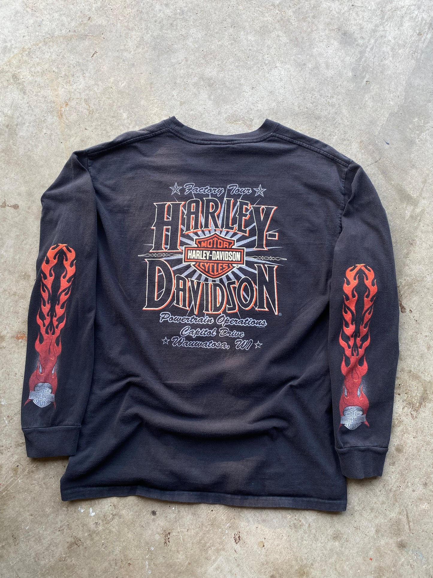 Vintage Chrome flame Harley Davidsons long sleeve shirt size XL