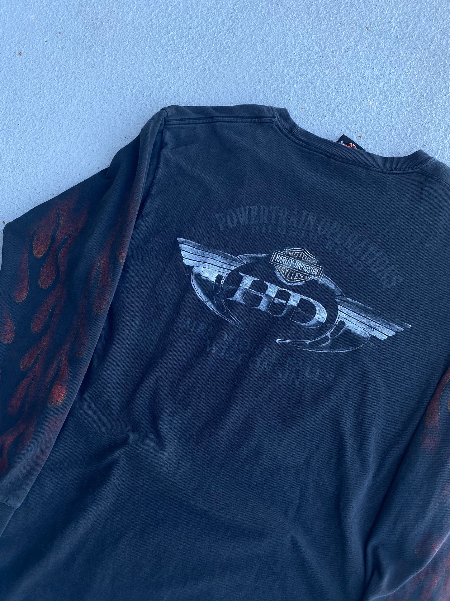 Smoked out Harley  Big Shield Flame long sleeve size large