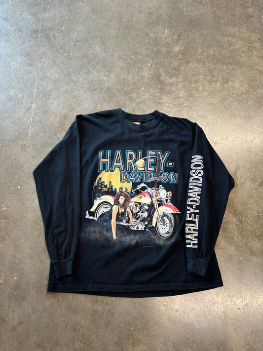 Vintage Harley Davidson Pin up girl longsleeve size xxl