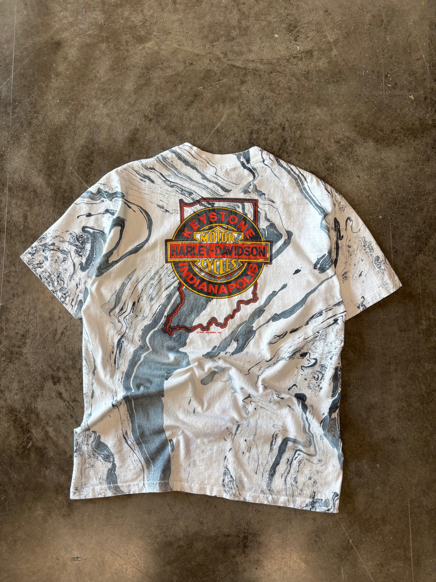 Vintage Harley Davidson marble dyed shield shirt size large
