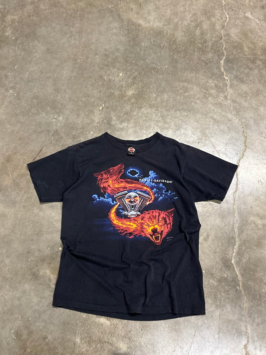 Vintage Harley Davidson v-twin wolf shirt size large