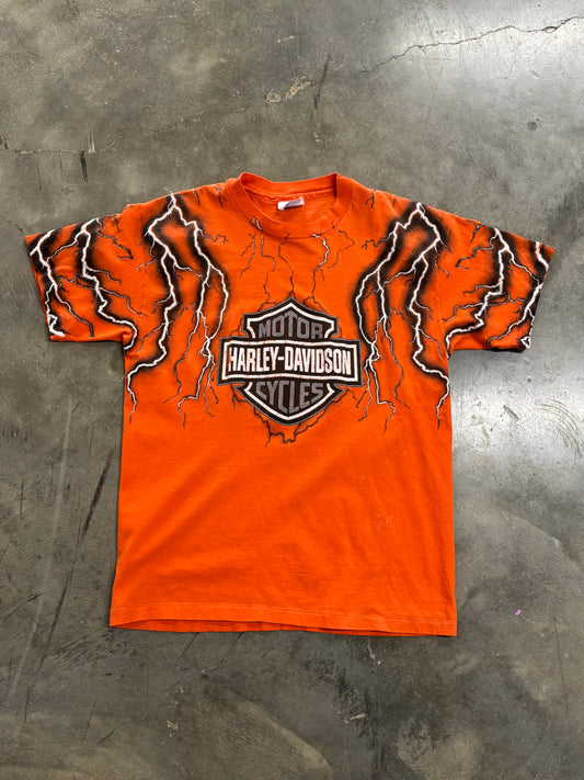 Vintage Harley Davidson orange lightning size medium