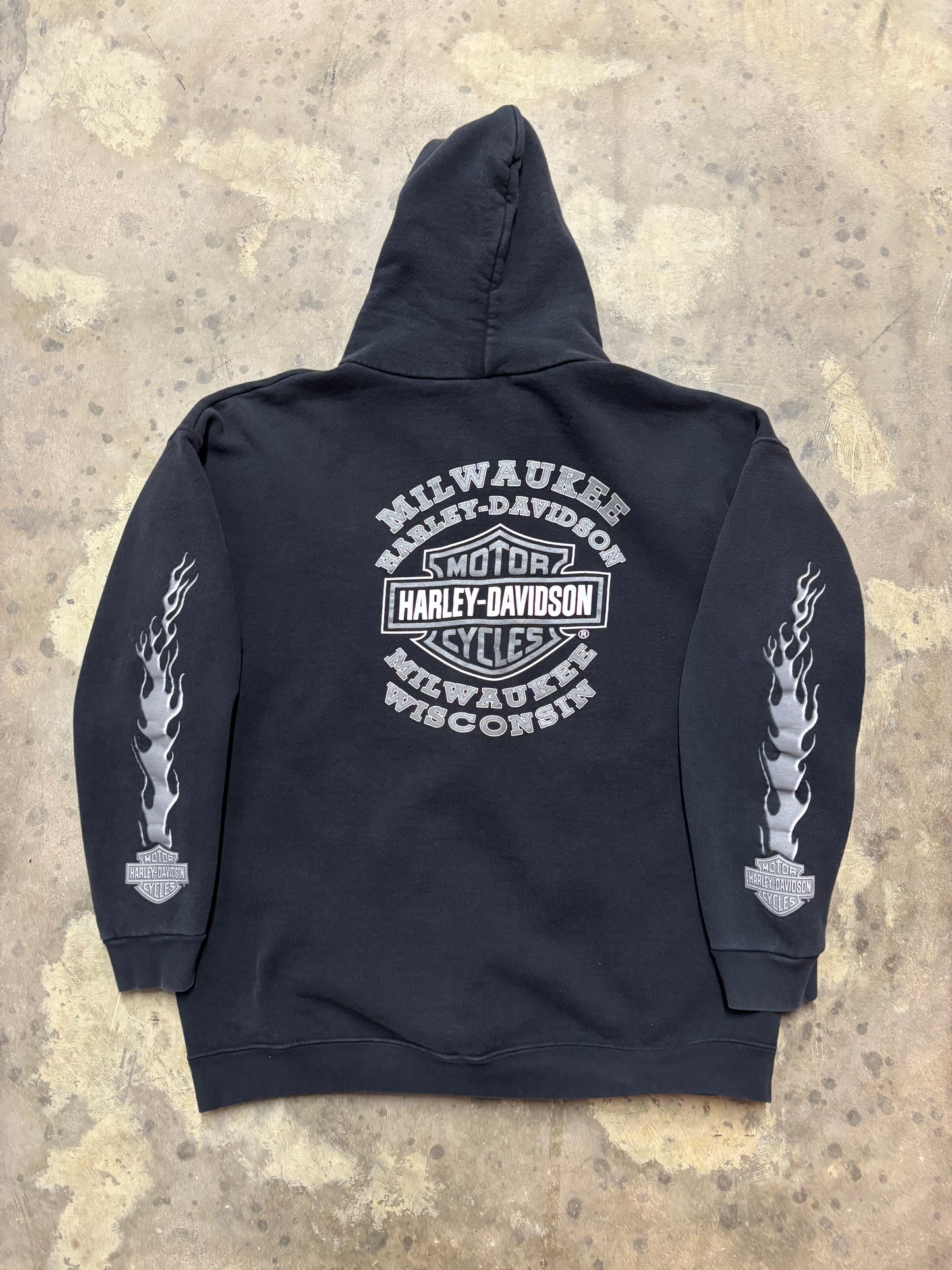 Vintage Harley Davidson Silver flame zip up hoodie size extra large