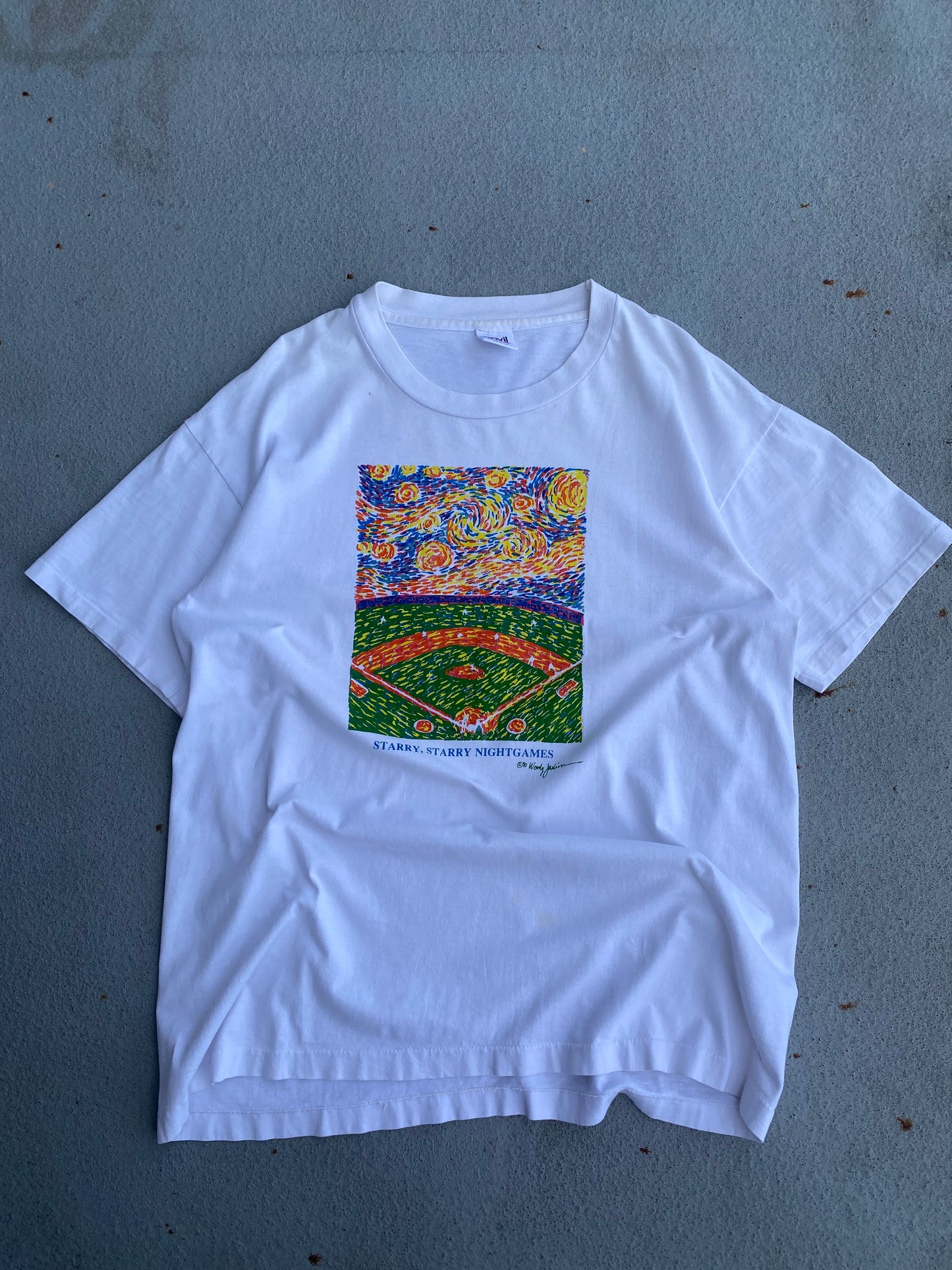 Vintage Baseball Starry Night Art shirt Size XL