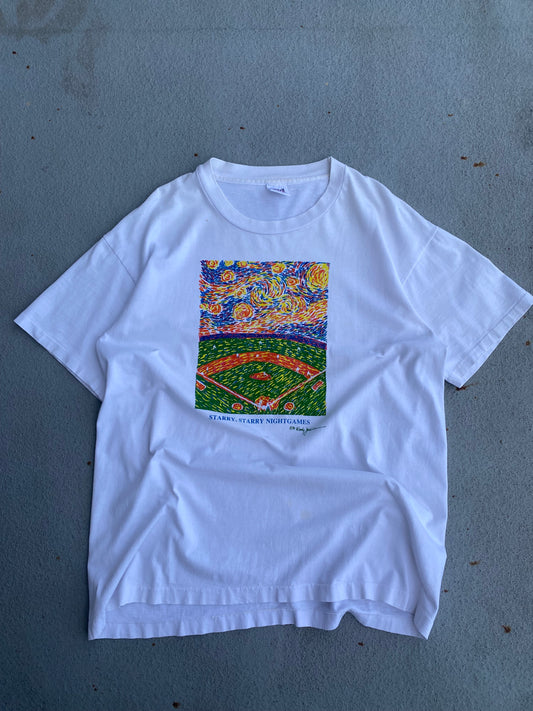 Vintage Baseball Starry Night Art shirt Size XL