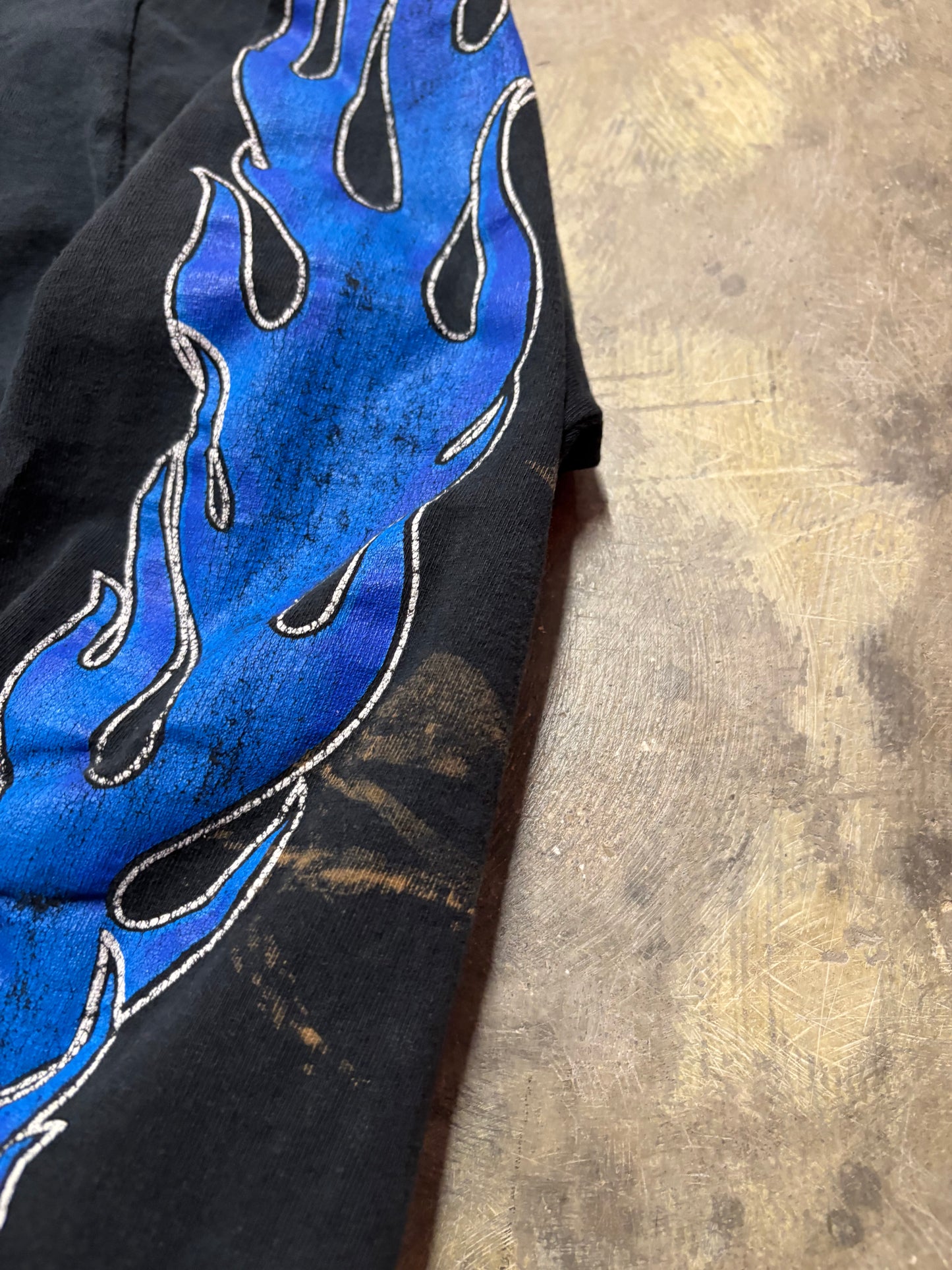 Vintage Harley Davidson blue flame long sleeve shirt size XXL