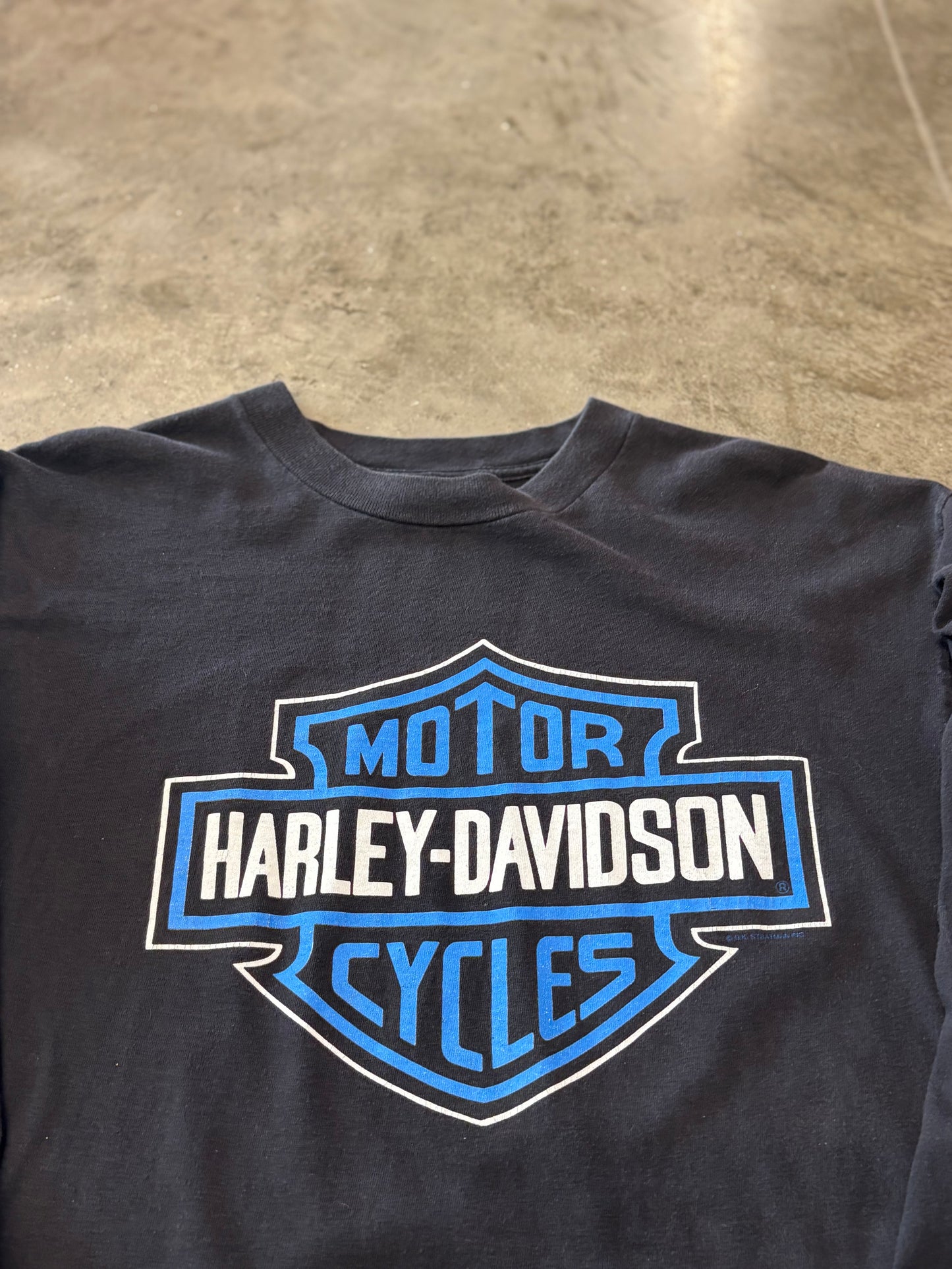 Vintage Harley Davidson Blue flame long sleeve size xxl