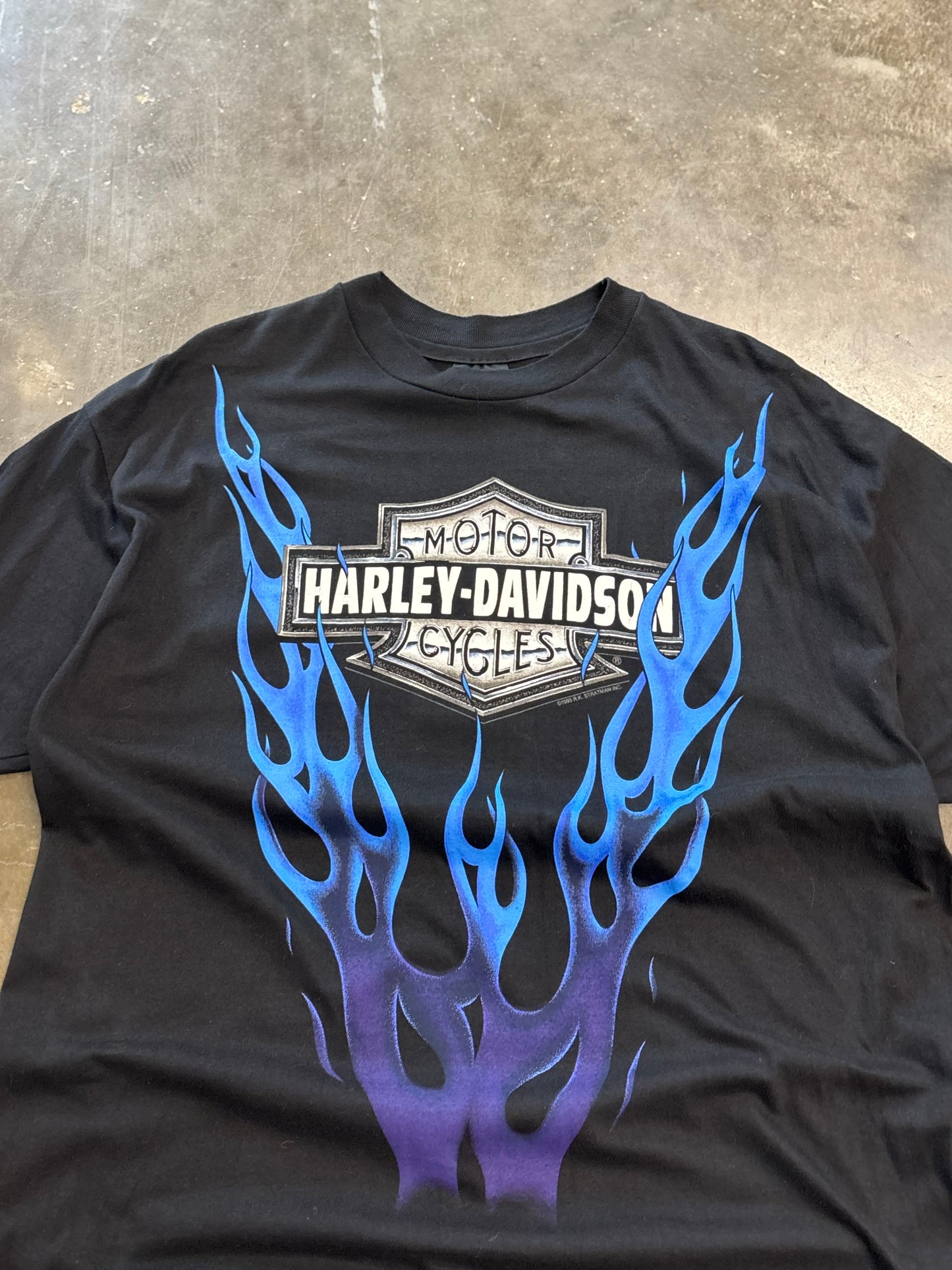 Vintage Harley Davidson Blue flame size xl