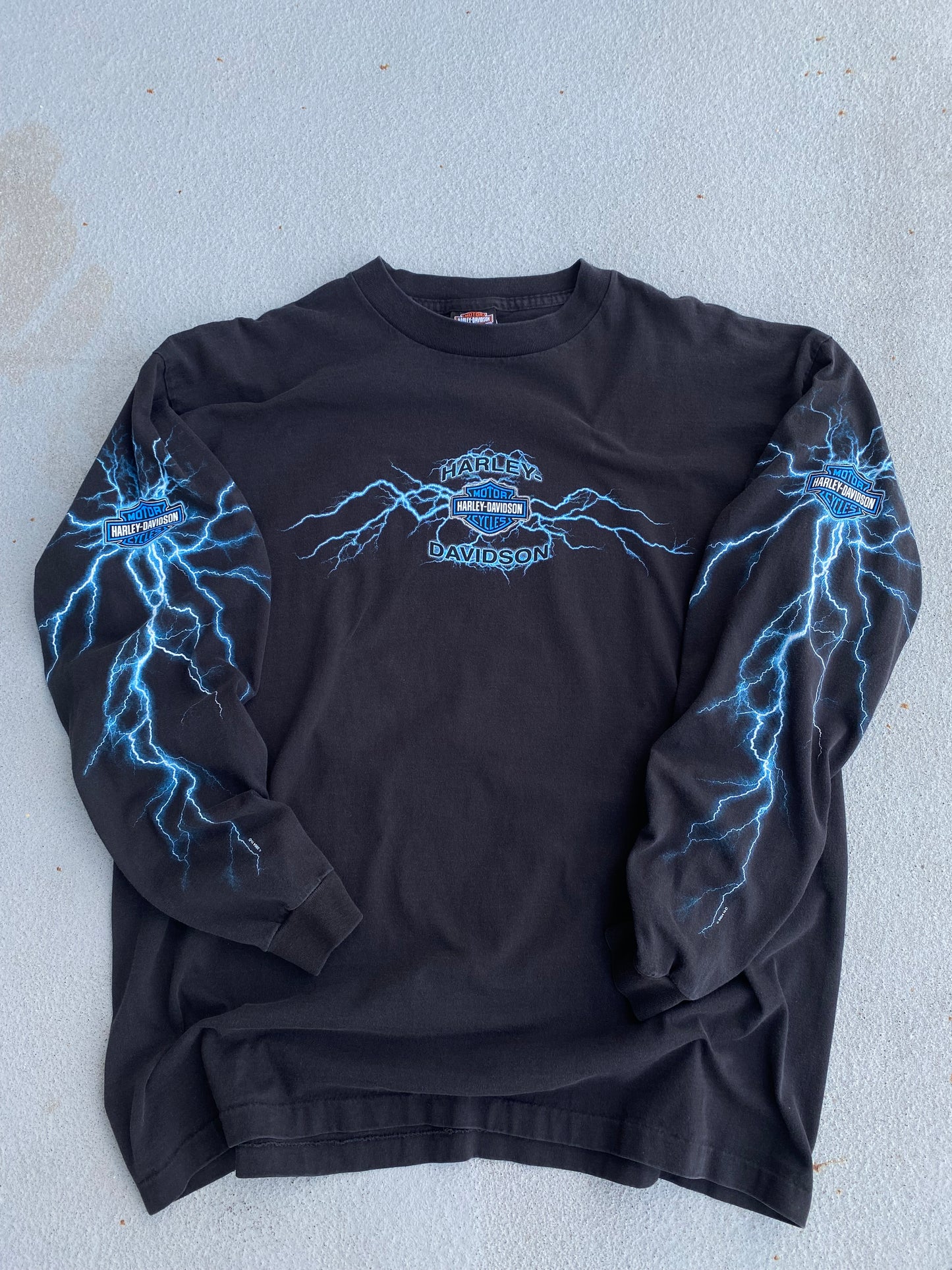 Vintage Harley Davidson Blue Lightning Long sleeve shirt size xl