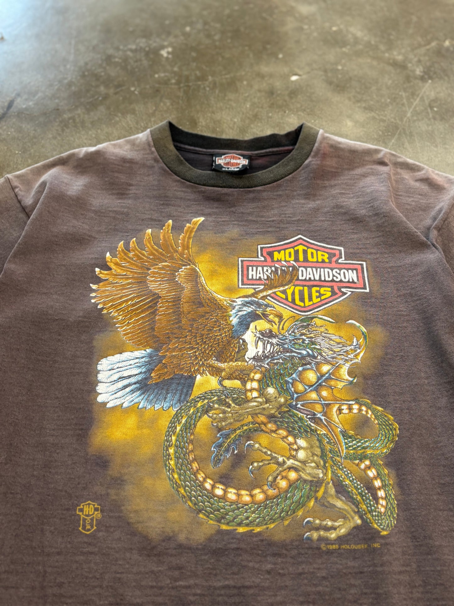 Vintage Harley Davidson Faded out Eagle dragon shirt size extra large