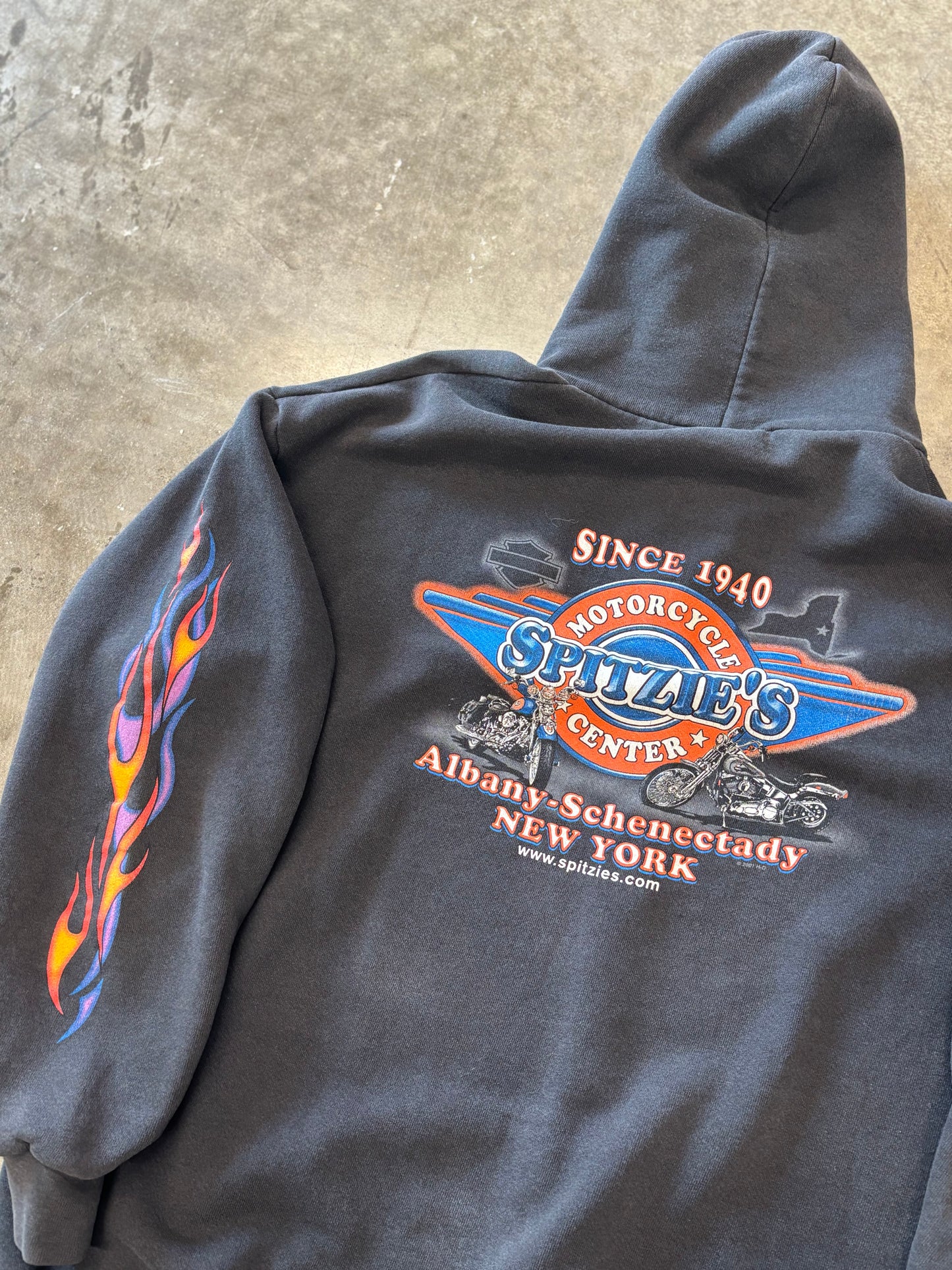 Vintage Harley Davidson flame zip up long sleeve size XL