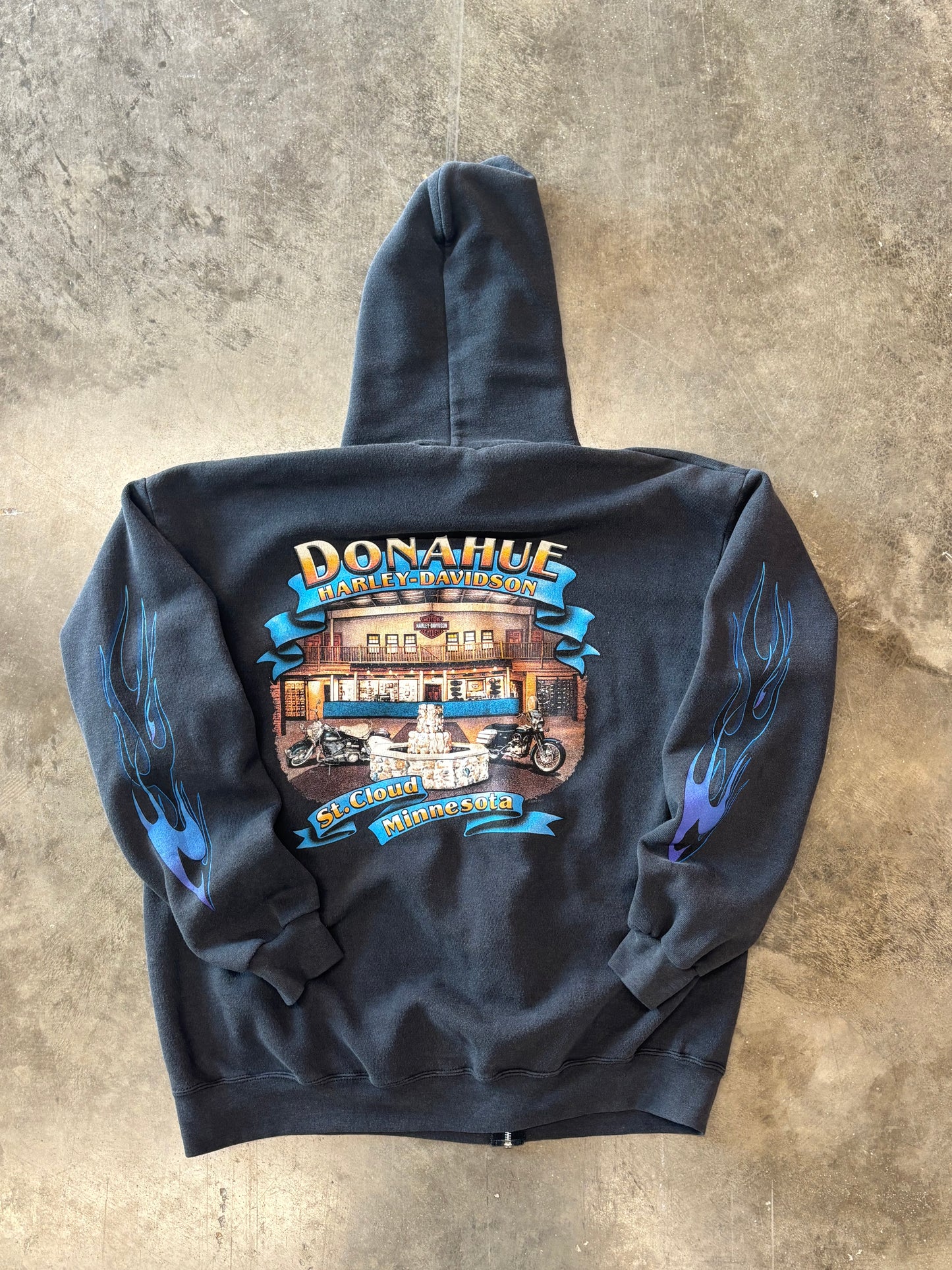 Vintage Harley Davidson Purple flame zip up hoodie size xl