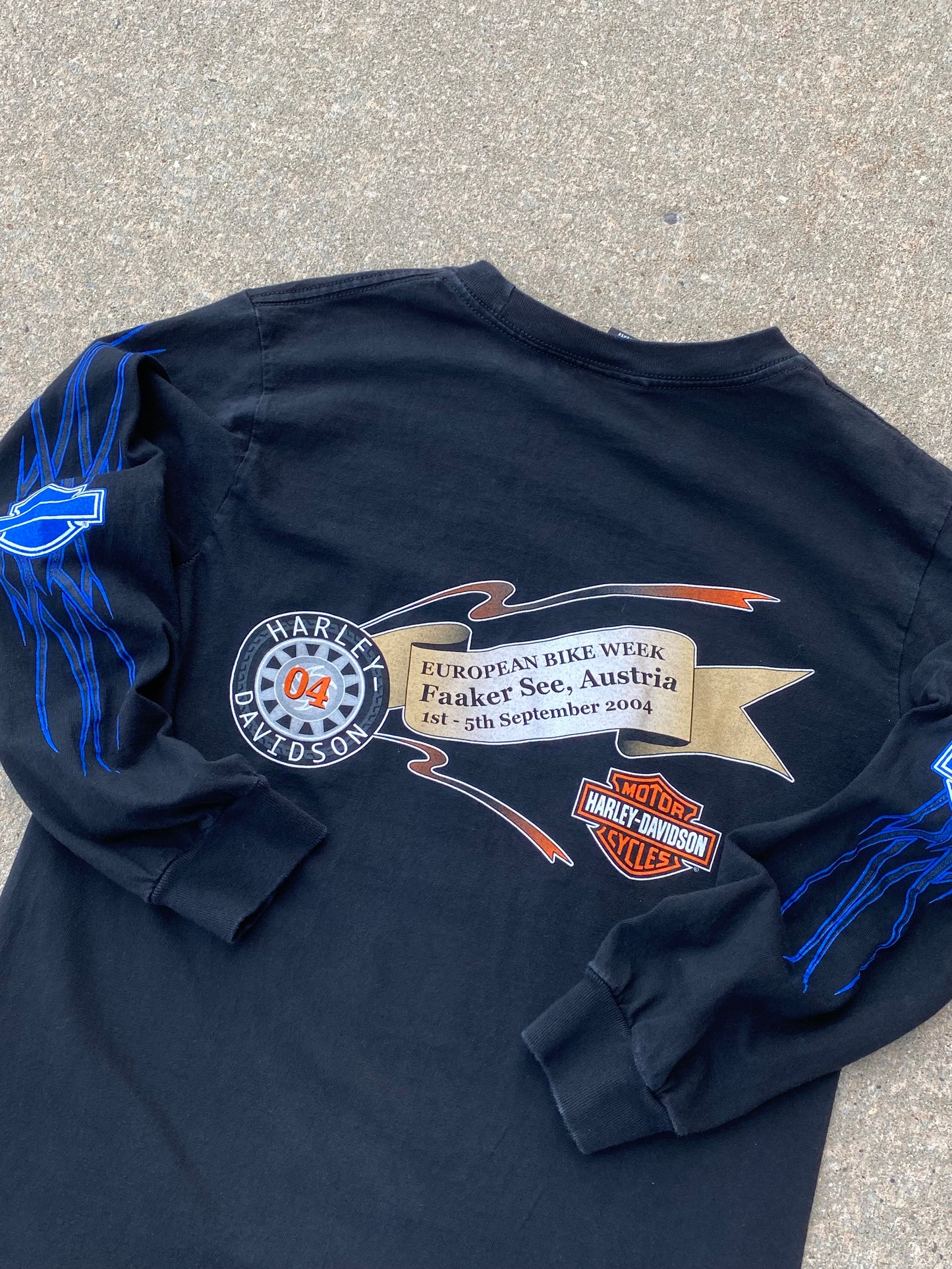 Vintage Harley Davidson blue flame long sleeve size small
