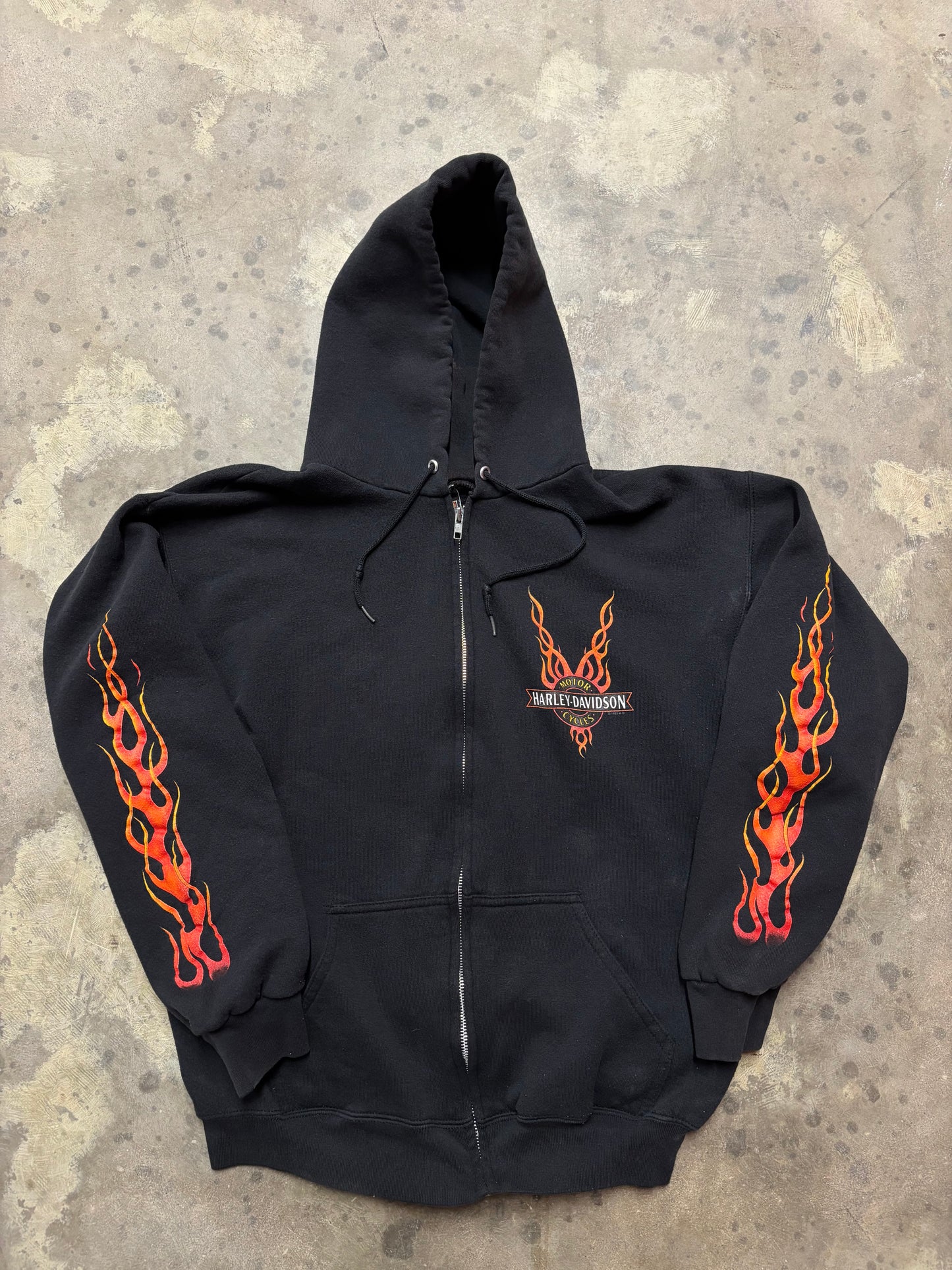 Vintage Harley Davidson flame zip up hoodie shirt size large