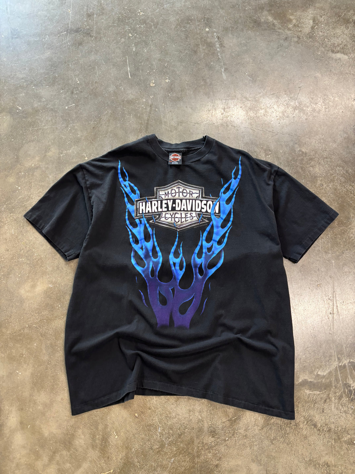 Vintage Harley Davidson blue flame shirt size xxl