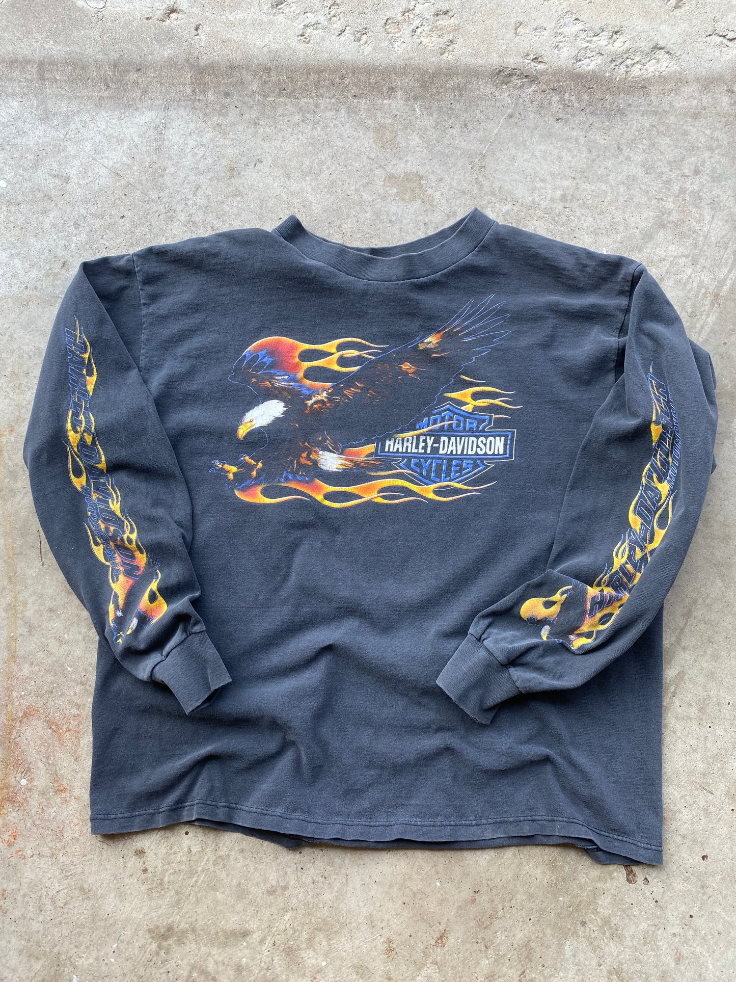 Vintage Yellow Flaming Eagle Harley Davidson Long sleeve size Extra Large