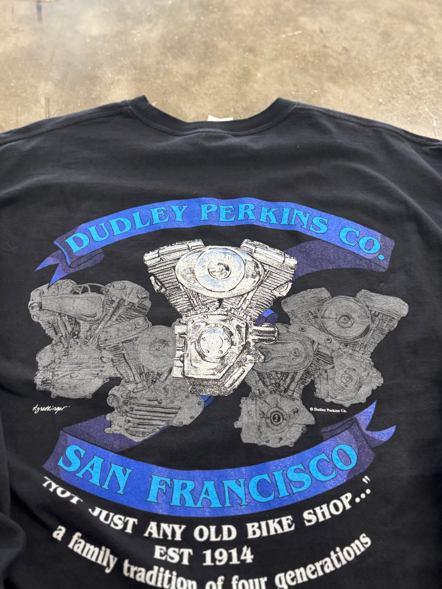 Vintage Dudley Perkins flame sleeve long sleeve size xl
