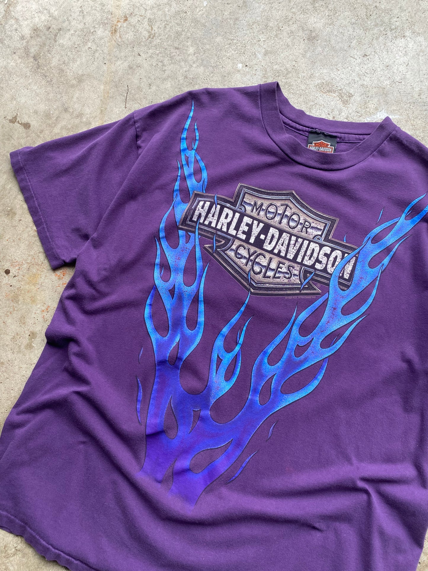 Vintage Harley Davidson Blue on purple flame size extra large
