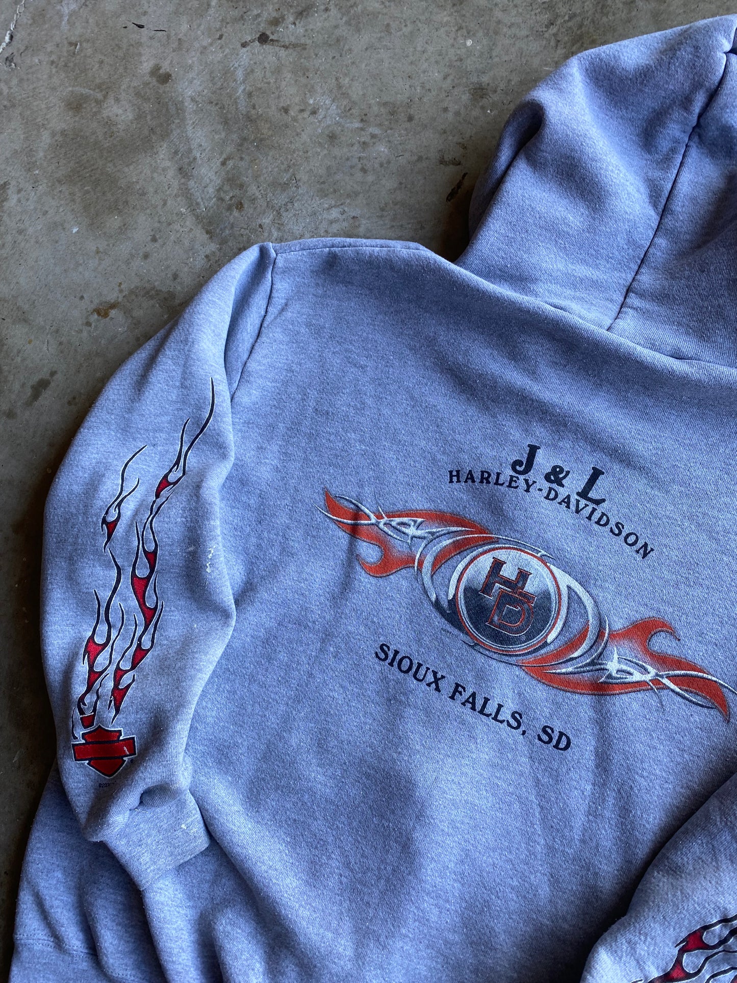 Vintage Harley Davidson Grey Zip Up Hoodie Size large