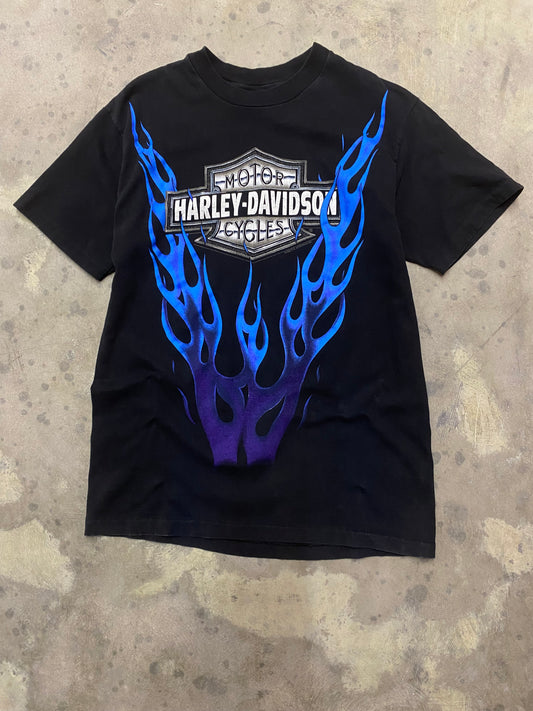 Vintage Harley Davidson Rising Blue Flame shirt size medium