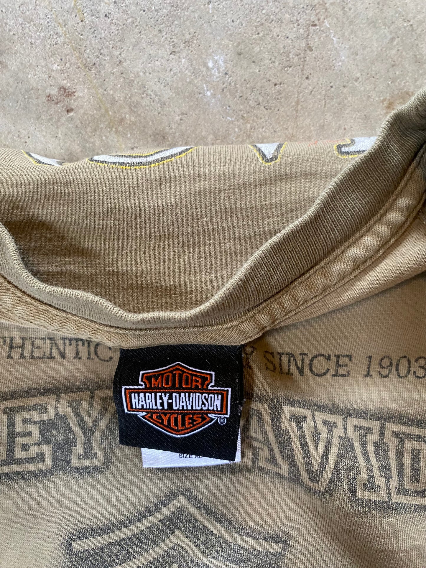 Y2K earth tone Harley Davidson long sleeve shirt Size Xl