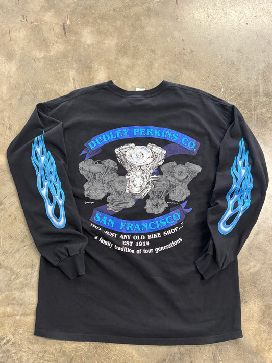 Vintage Dudley Perkins flame sleeve long sleeve size xl